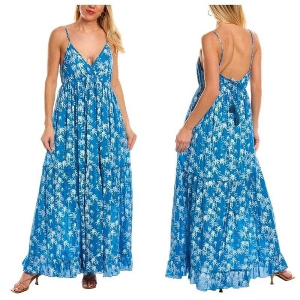 Elegant Blue Floral Maxi Dress